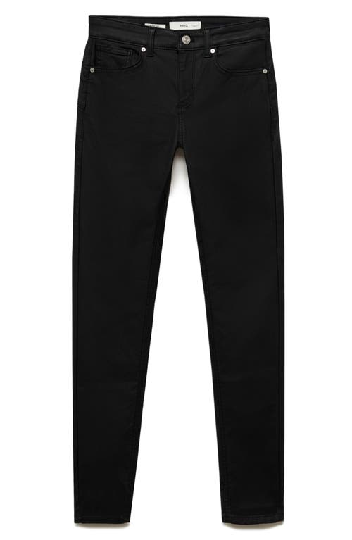 Shop Mango Coated Low Rise Push-up Skinny Jeans In Black