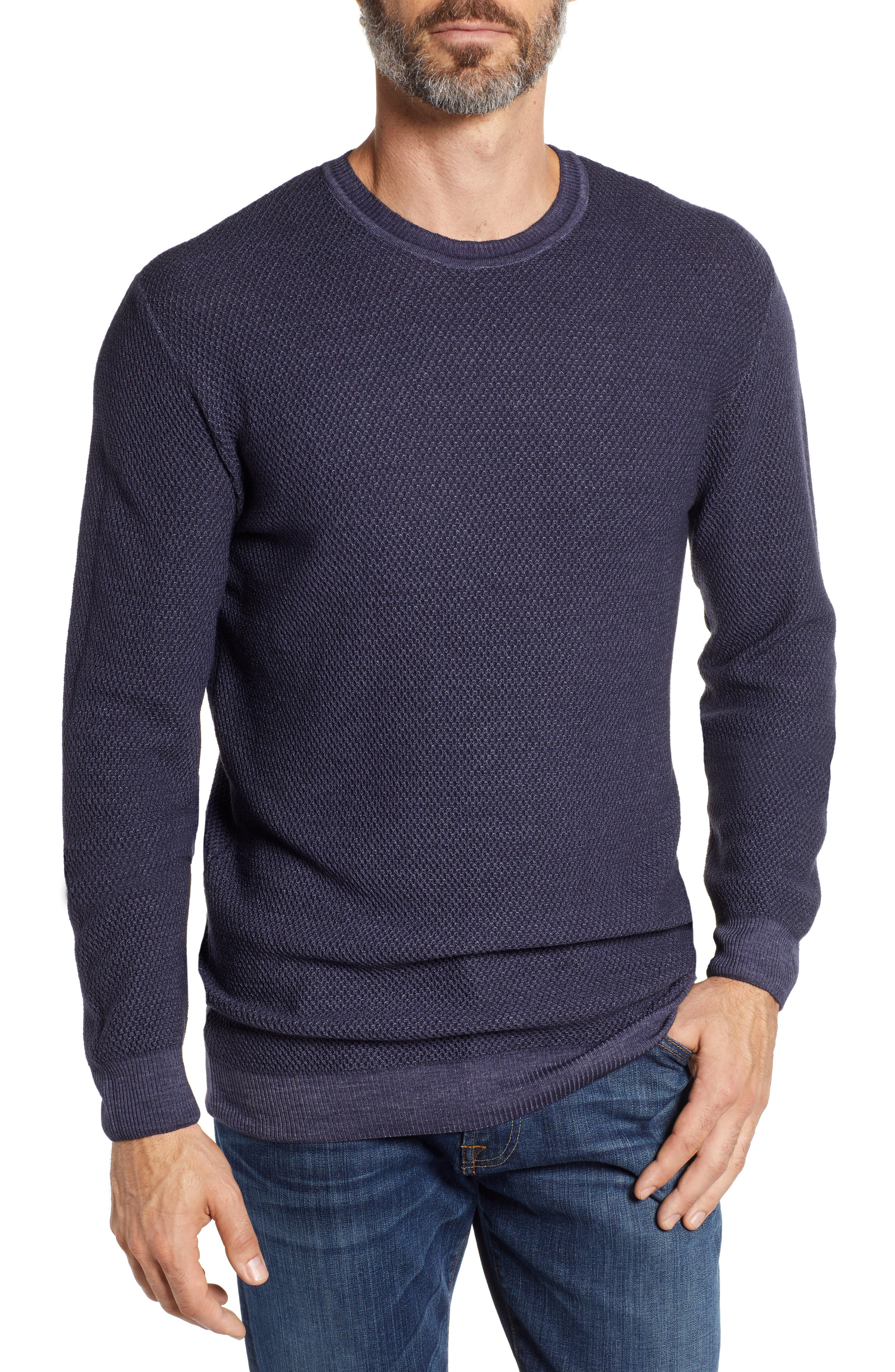 Stone Rose Honeycomb Trim Fit Wool Sweater, Black