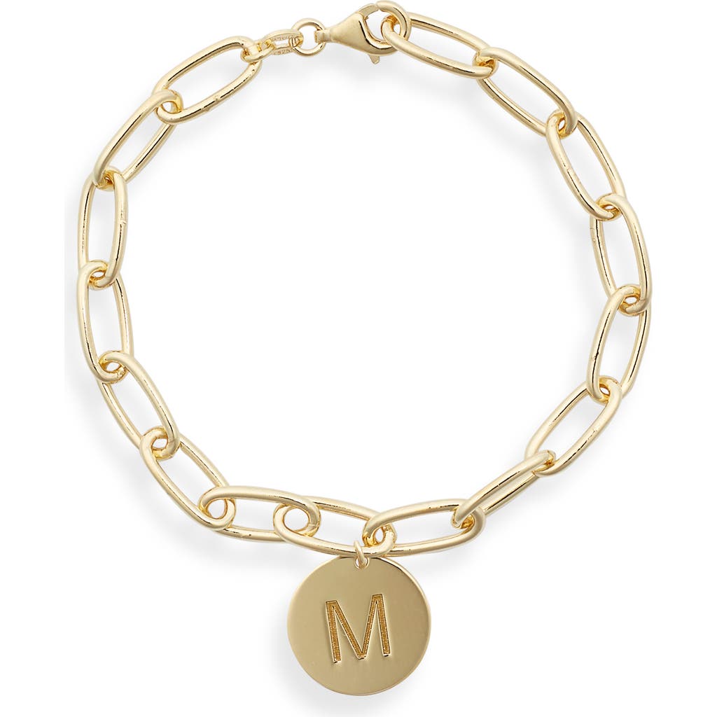 Meshmerise Initial Disc Charm Bracelet In Yellow-m
