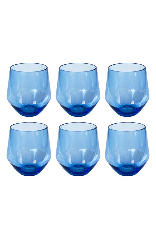 Tarhong Set Of 6 Stemless Wineglasses In Blue