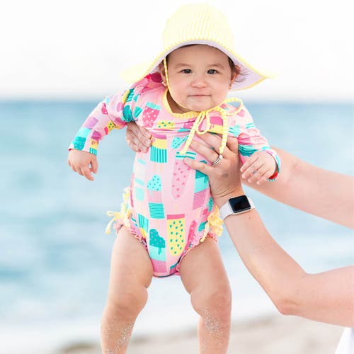 RUFFLEBUTTS RUFFLEBUTTS BABY GIRLS LONG SLEEVE UPF50+ ONE PIECE RASH GUARD 