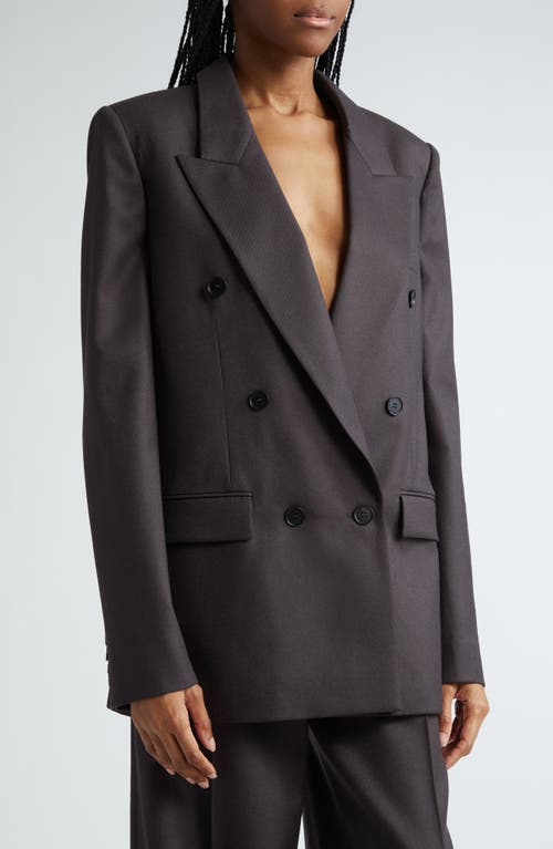 Shop Stella Mccartney Double Breasted Wool Gabardine Blazer In Dark Chocolate