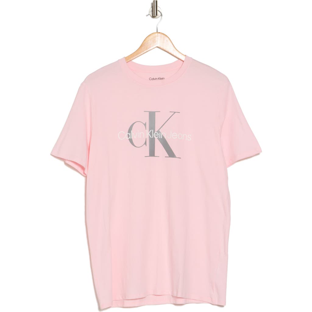 Calvin Klein Monogram Logo Crew Neck T-shirt In Pink