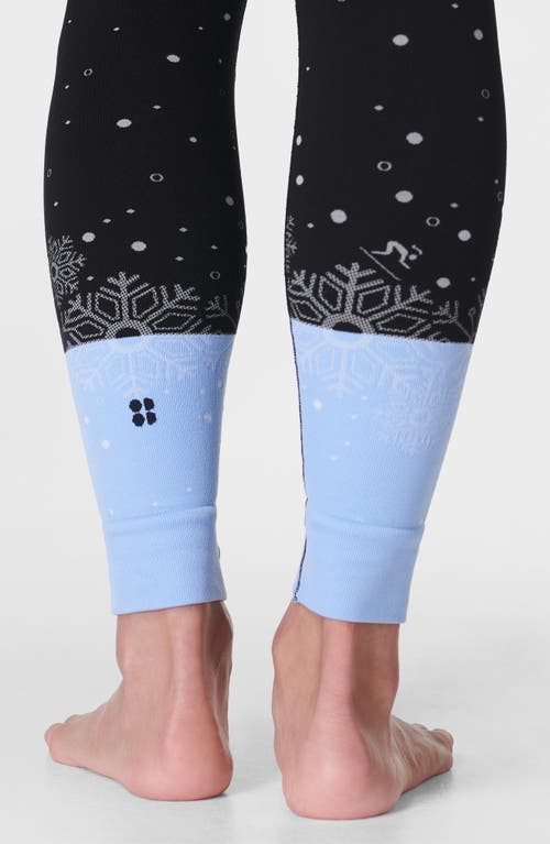 Sweaty Betty Snowflake Jacquard Base Layer Leggings In Blue Snowflake Jacquard