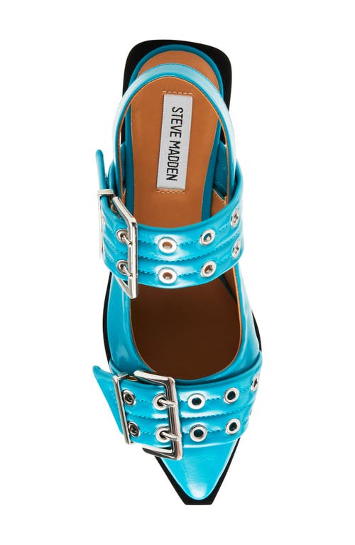 Shop Steve Madden Graya Slingback Pointy Toe Flat In Turquoise Patent