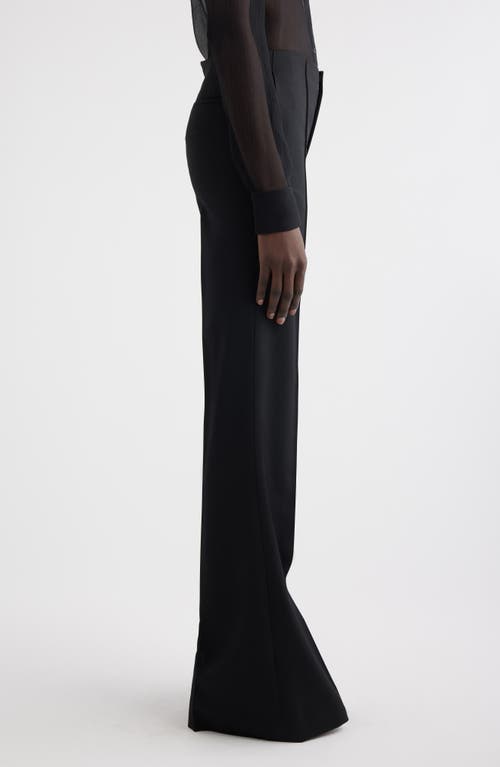 Chloé High-rise Grain De Poudre Wool Wide-leg Pants In Black