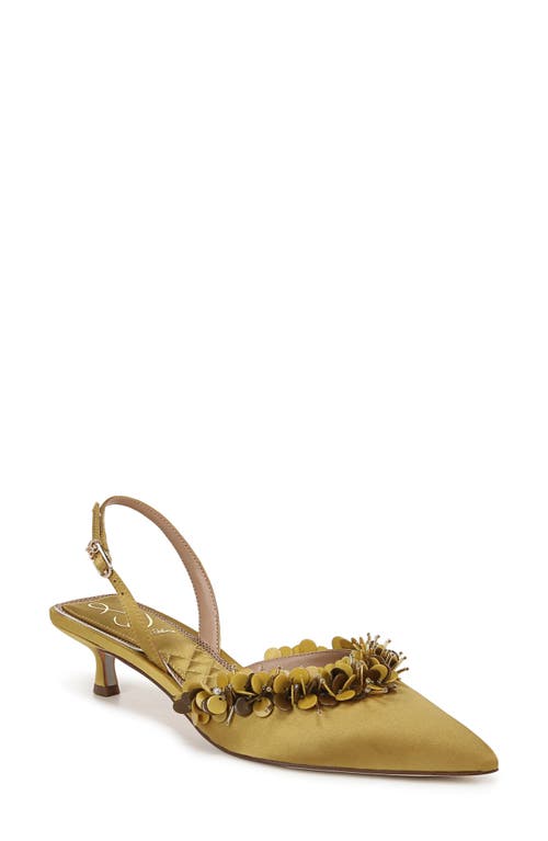 Shop Sam Edelman Trent Slingback Pointed Toe Kitten Heel Pump In Dark Pear