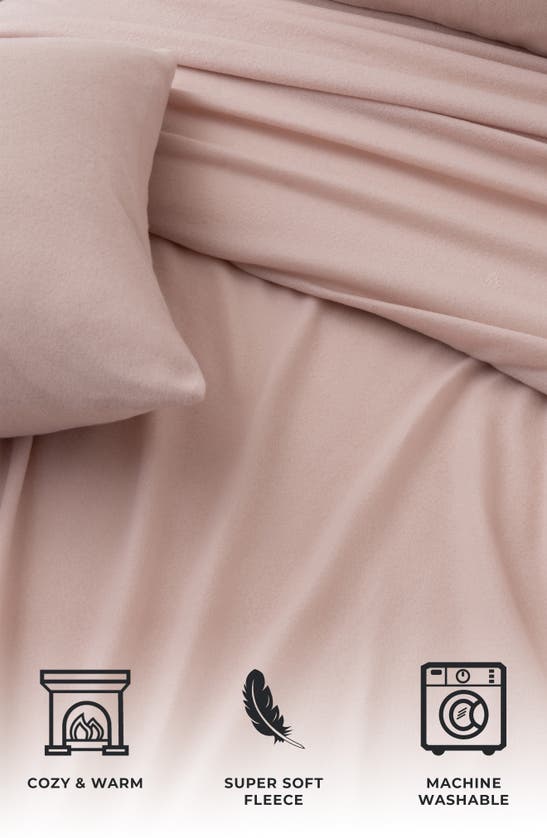 Woven & Weft Super Soft Extra Plush Fleece Sheet Set In Blush Pink