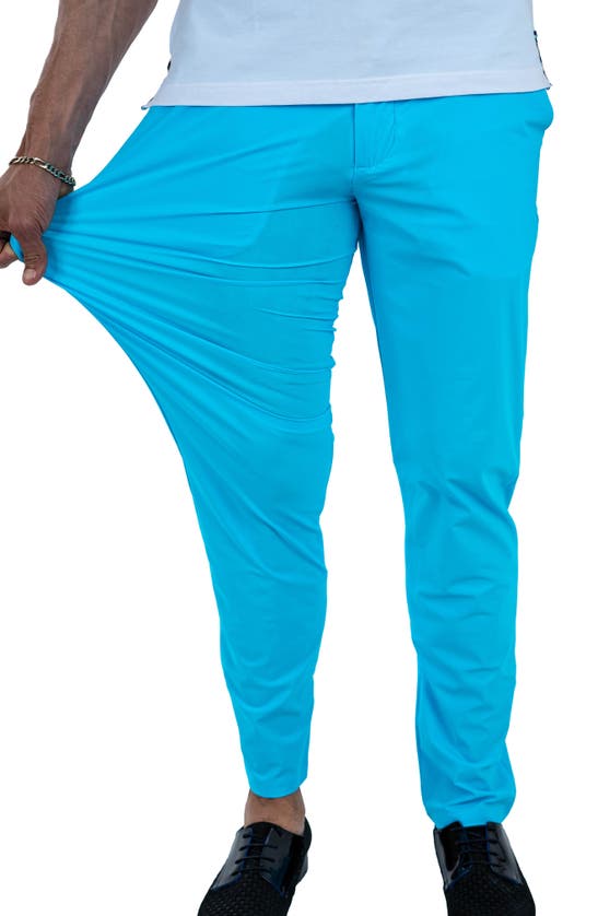 Maceoo All Day Turquoise Pants In Blue
