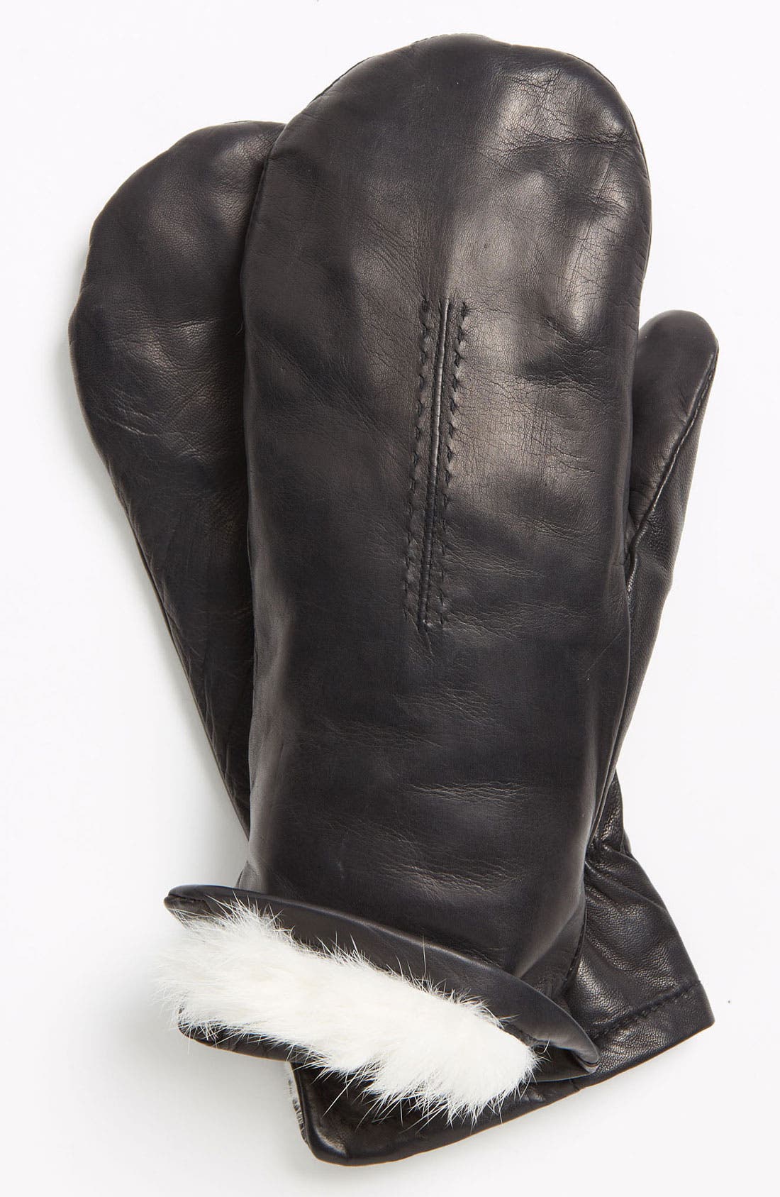 Grandoe 'Bunny' Genuine Rabbit Fur Lined Leather Mittens Nordstrom