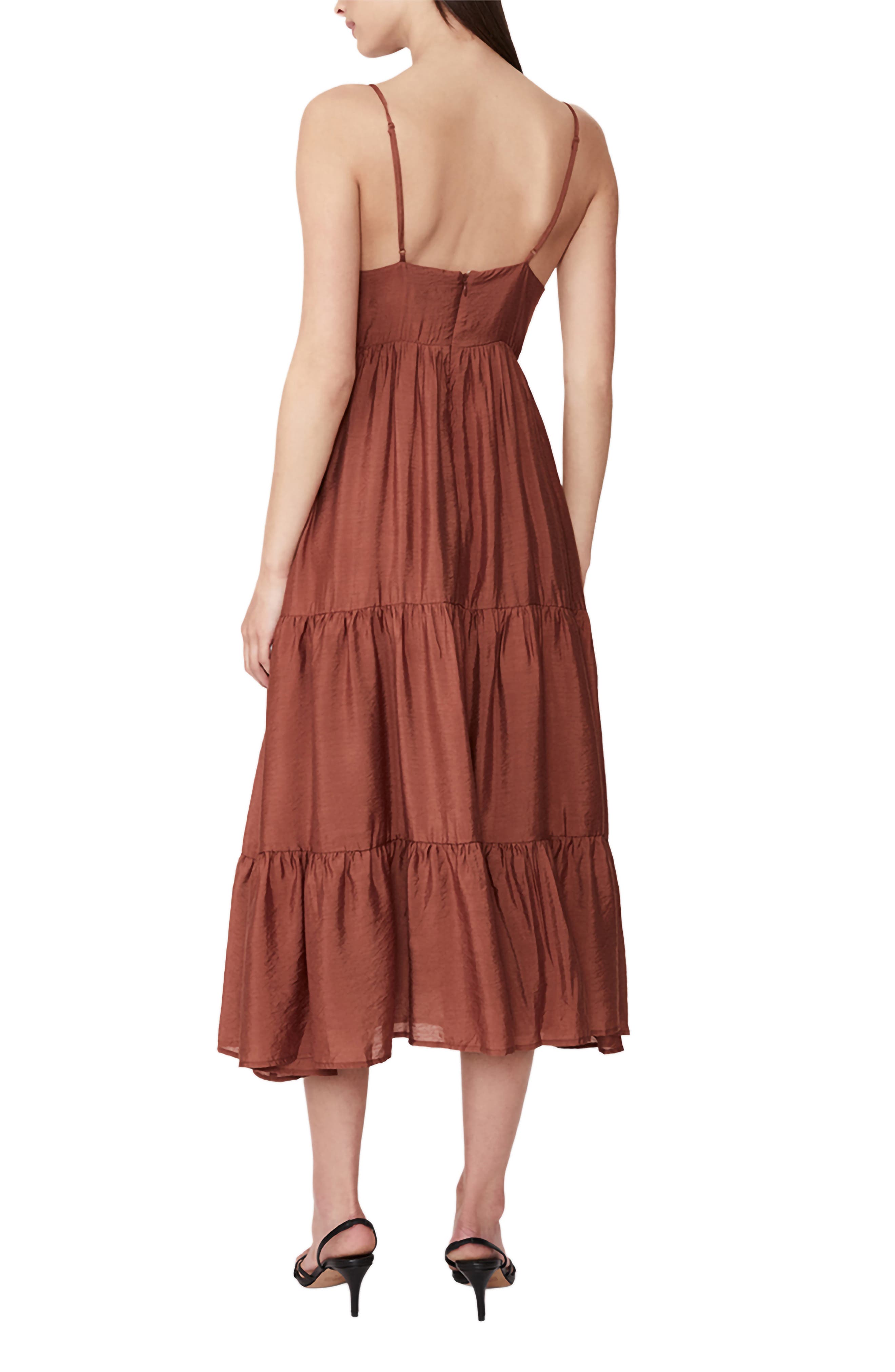 Bardot Copper Tallulah Tiered Midi Dress