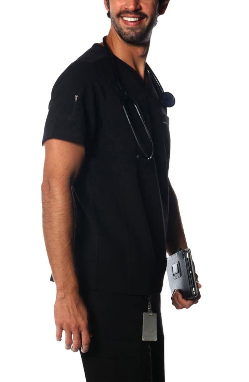 Members Only Manchester 3-pocket Scrub Top In Black