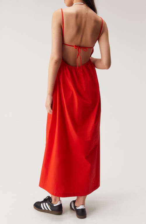 Nasty Gal Open Back Cotton Midi Dress In Red