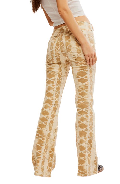 Free People Penny Print Flare Hem Pants In Sand Combo