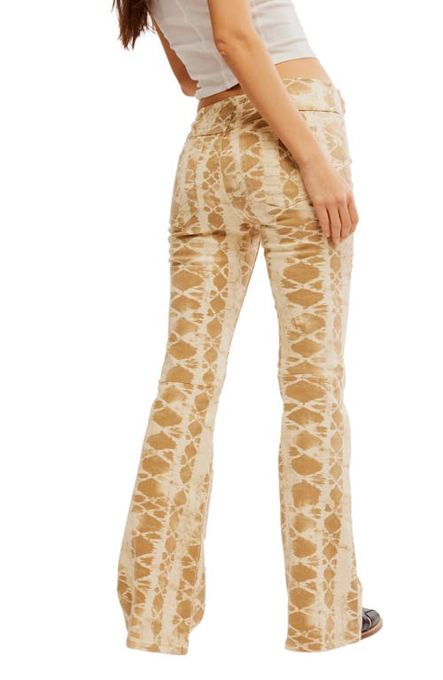 Shop Free People Penny Print Flare Hem Pants In Sand Combo