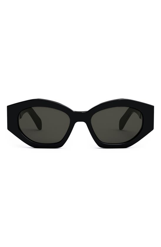 Celine Triomphe Logo Acetate Cat-eye Sunglasses In Shiny Black / Smoke