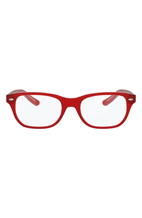 Ray-Ban Kids 46mm Rectangular Optical Glasses in Red at Nordstrom