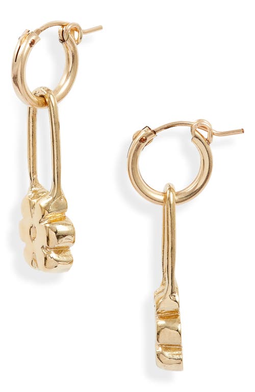 Flower Pin Drop Earrings in Brass/Bronze