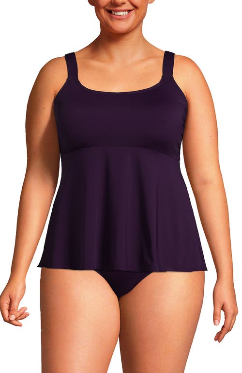 Shop Lands' End Plus Size Flutter Scoop Neck Tankini Top In Blackberry