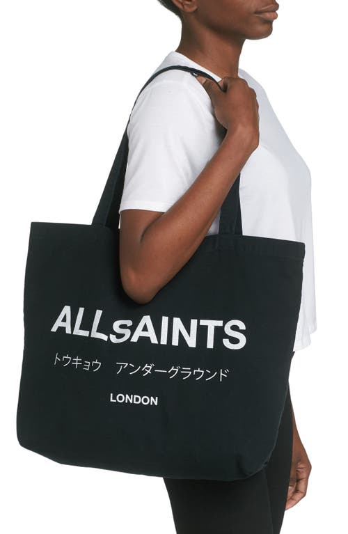 Shop Allsaints Underground Tote In Nori Green/black