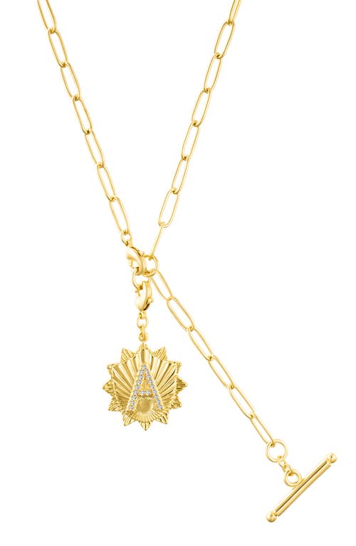 Adornia Initial Cz Pendant Toggle Necklace In Gold-a