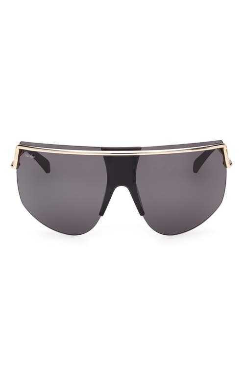 Max Mara 70mm Shield Sunglasses in Gold /Smoke