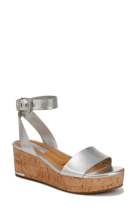 Shop Franco Sarto Presley Ankle Strap Platform Wedge Sandal In Silver