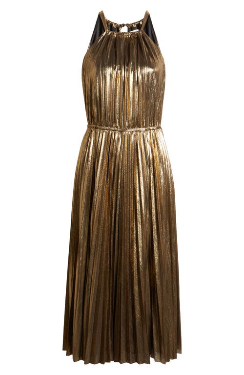 Shop Chelsea28 Metallic Pleated Cocktail Dress In Gold