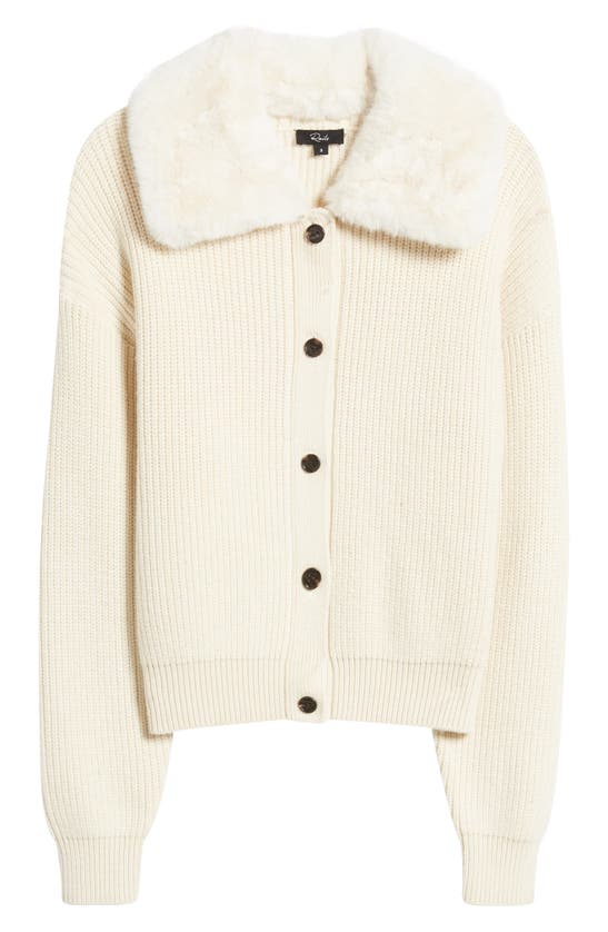 Rails Esme Faux Fur Collar Cardigan In Ivory