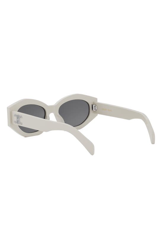 Shop Celine Triomphe 55mm Oval Sunglasses In Ivory / Smoke