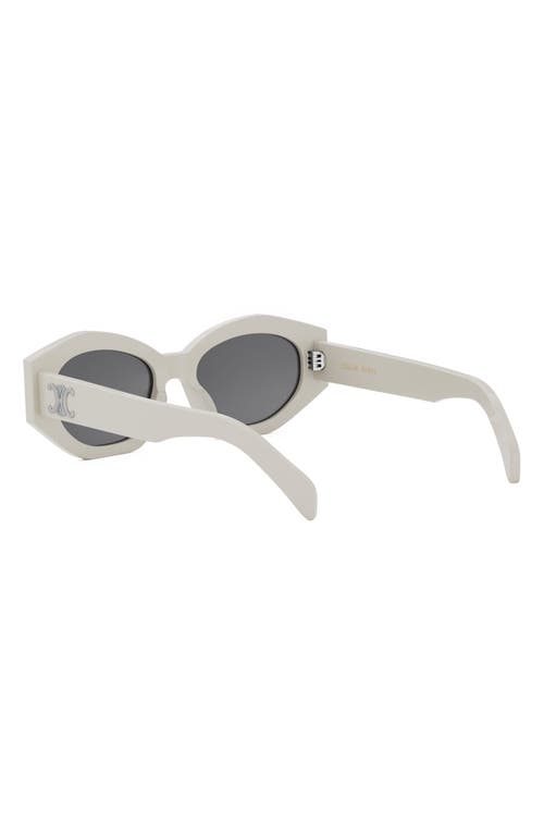 Shop Celine Triomphe 55mm Oval Sunglasses In Ivory/smoke