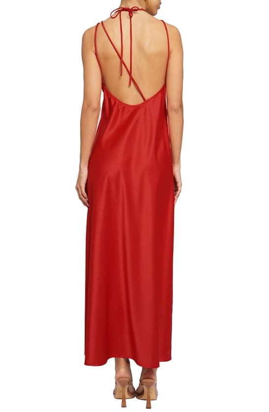 Shop Know One Cares Satin Bias Cut Maxi Dress In Red