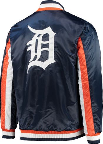 Detroit Tigers Bomber Navy Blue Leather Jacket
