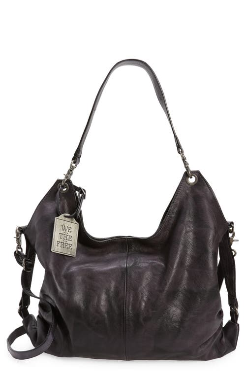 We the Free Sabine Leather Hobo Bag in Washed Black