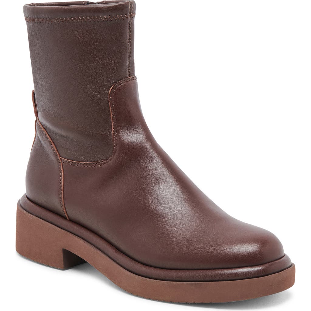 Dolce Vita Simaya H2o Waterproof Platform Bootie In Mahogany Leather H2o