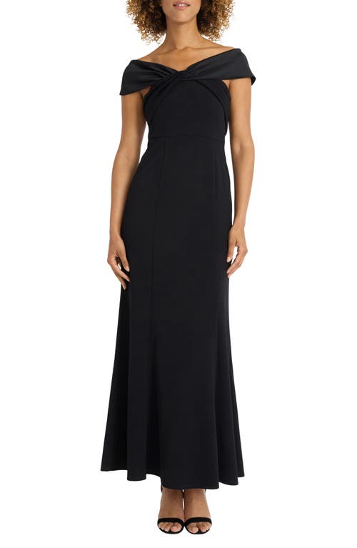 Shop Maggy London Twist Front Off The Shoulder Gown In Black