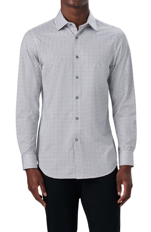 Bugatchi OoohCotton Check Button-Up Shirt White at Nordstrom,