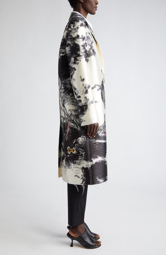 Shop Jason Wu Collection Placed Print Wool Blend Coat In Pearl Multi