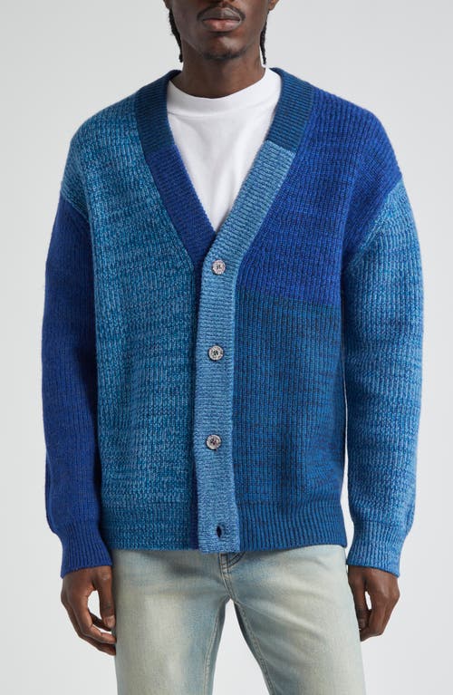 Patti Colorblock Wool Blend Cardigan in Tonal Blue