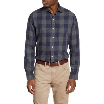 Peter Millar Kenton Regular Fit Buffalo Check Flannel Button-Up Shirt, Blue