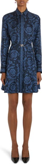 Shop Versace Chain Print Belted Shirtdress