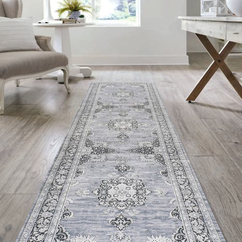 Jonathan Y Bausch Bohemian Distressed Chenille Machine-washable Area Rug In Gray/white