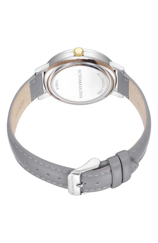 Shop Bcbg Max Azria Classic Leather Strap Watch, 38mm In Grey