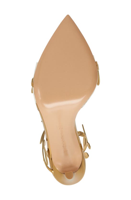 Gianvito Rossi Flavia Leaf Pointed Toe Asymmetric Slingback Sandal In Gold