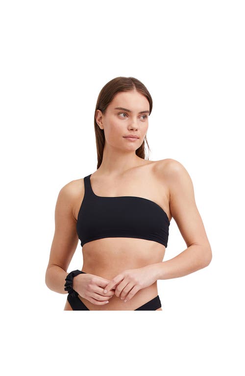 Au Naturel By Gottex Solid Reversible One Shoulder Bikini Swim Top In Black