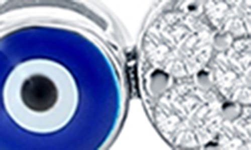Shop Simona Enamel Evil Eye Cz Slider Bracelet In Silver/navy