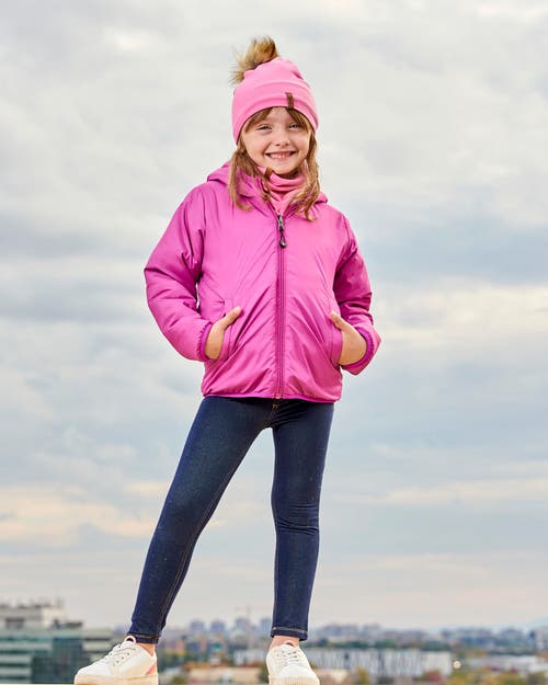 Shop Deux Par Deux Girl's Mid-season Jersey Detachable Pompom Hat Candy Pink In Azalea Pink