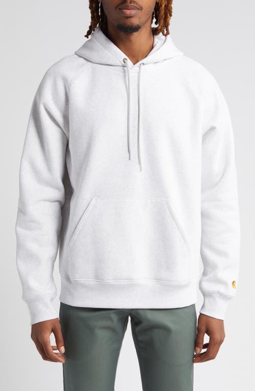 Shop Carhartt Work In Progress Chase Fleece Hoodie In Ash Heather/gold