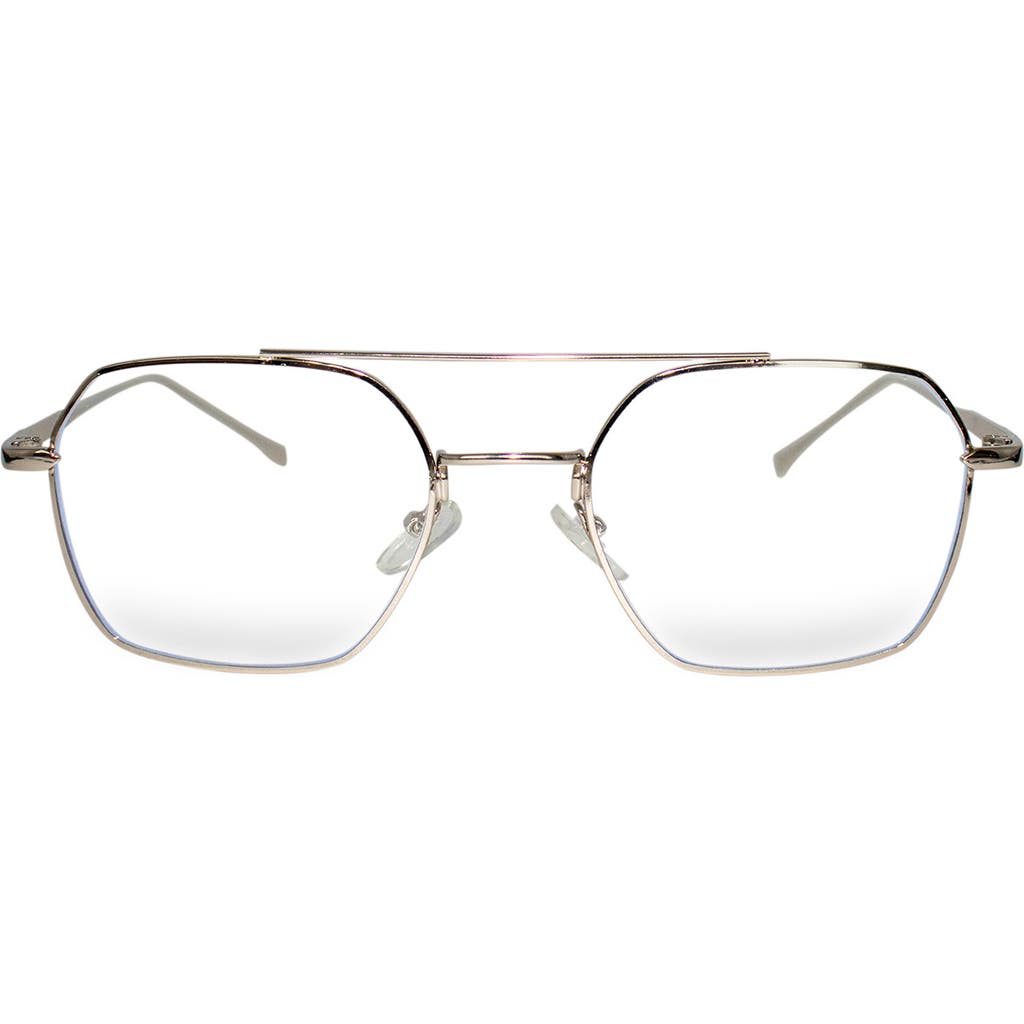 Fifth & Ninth Loki 51mm Geometric Blue Light Blocking Glasses In Silver/clear