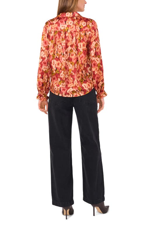 Shop Vince Camuto Blurred Floral Yoryu Button-up Shirt In Rose Clay